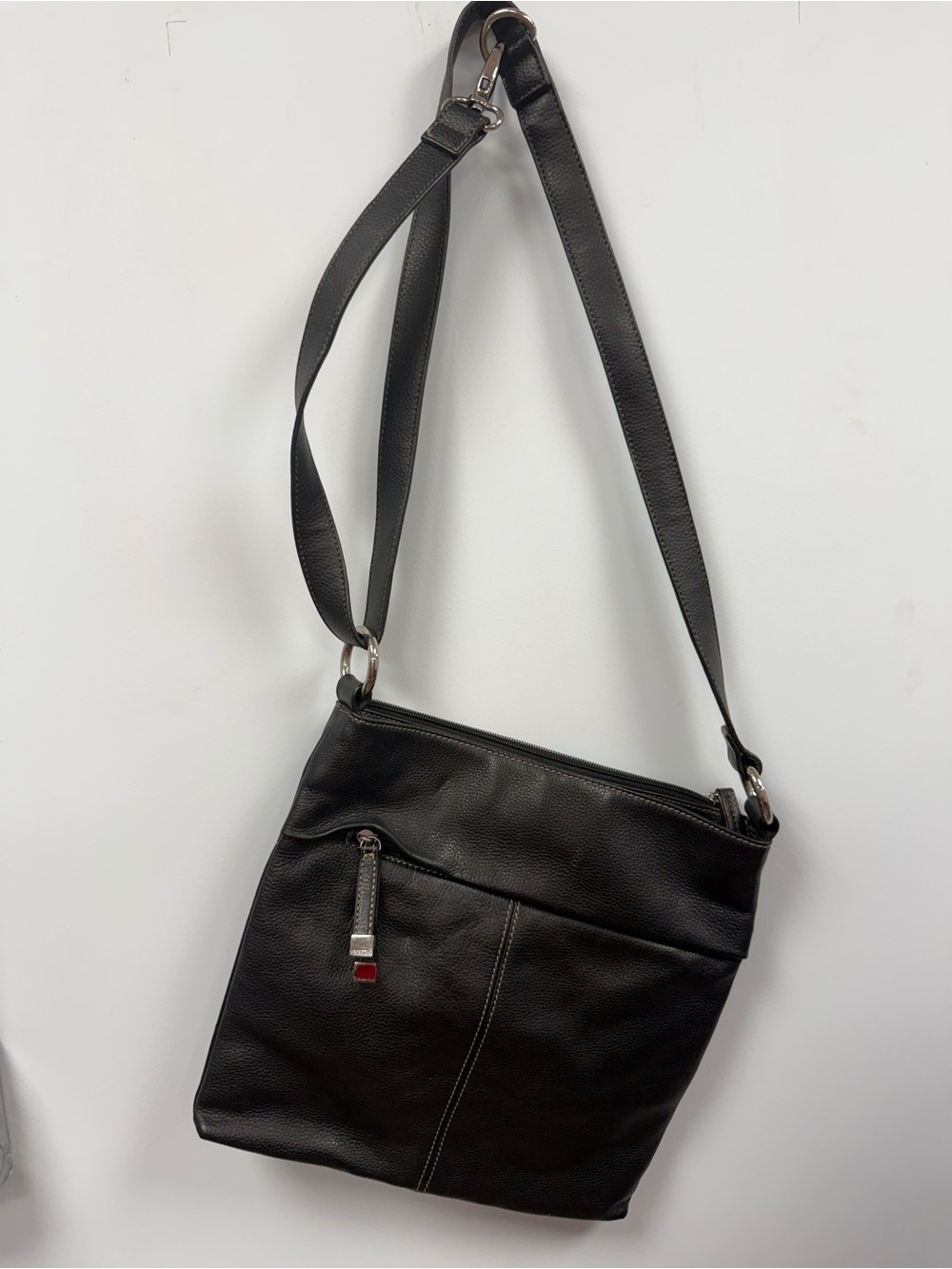 Tignanello Black Pebbled Leather Crossbody Bag
